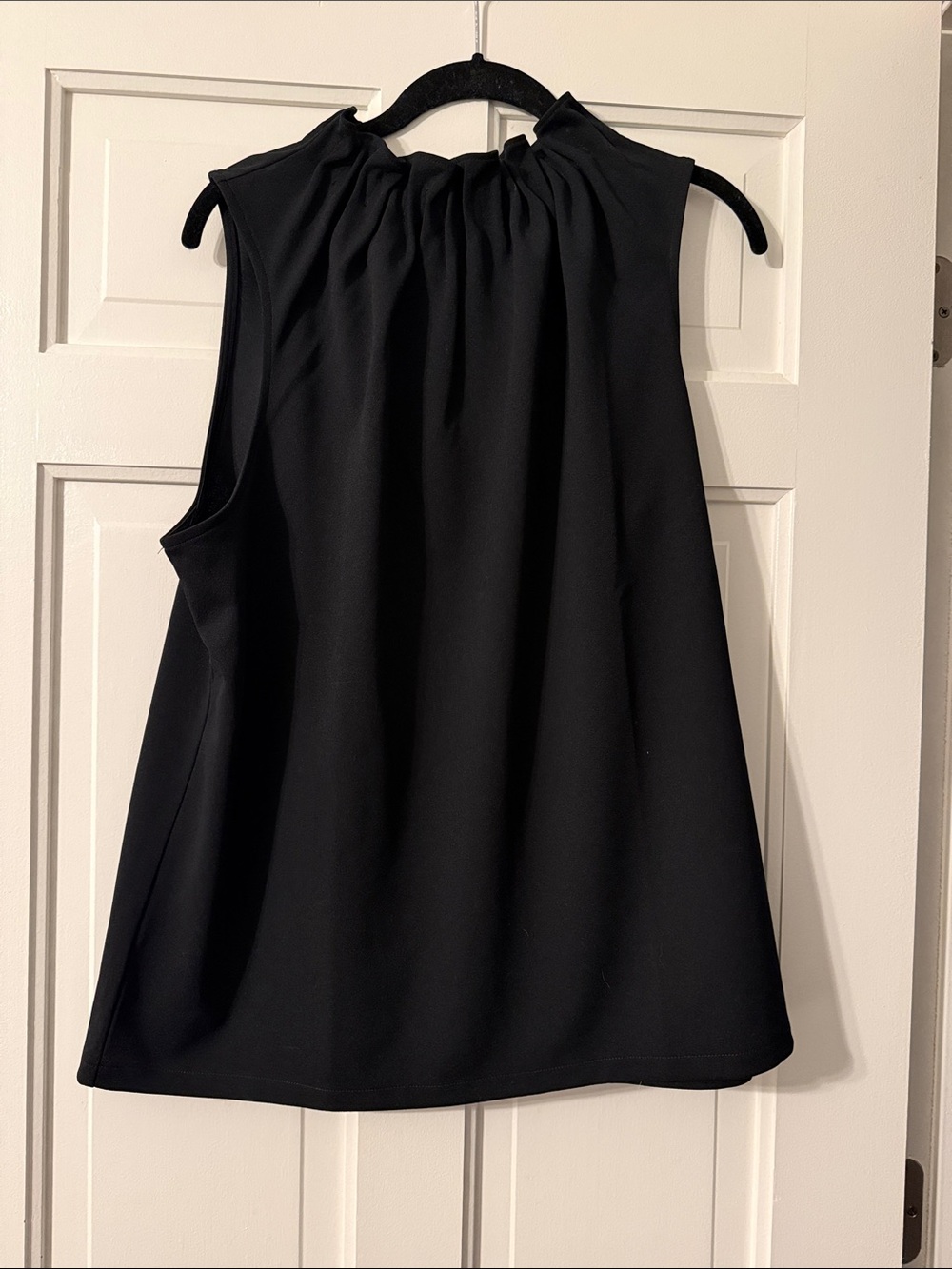 Ann Taylor Factory Black Sleeveless Ruffle Neck Blouse